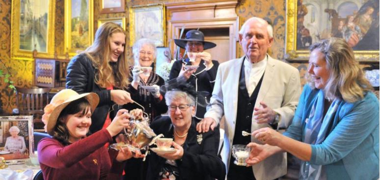 Guests enjoying Queens High Tea Olverston Historic Home Dunedin June 2020